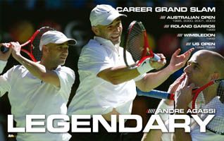 Andre Agassi Legendary Career Grand Slam Tennis Poster