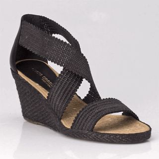 Andre Assous Womens Sandals Peppy Mid Rafia Stretch in Black