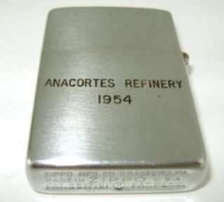   SHELL Oil PocketLighter *1955 ANACORTES Refinery Opening* LARGE logo