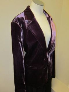 Eileen Fisher Plus Size Stretch Velvet Notch Collar Jacket 1X PORT NWT 