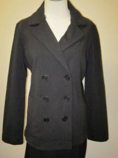 Eileen Fisher Black Stretch French Terry Notch Collar Pea Jacket NWT $ 