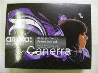 Amika 3pc Delux Hair Straightener Set Iron Mini Iron Curler Purple 