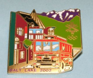 Salt Lake City 2002 Olympics Trolly Car in The Street Pin