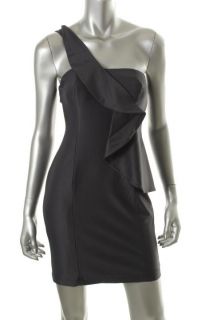 Andrew Marc New Purple Ruffled Front One Shoulder Mini Cocktail Dress 