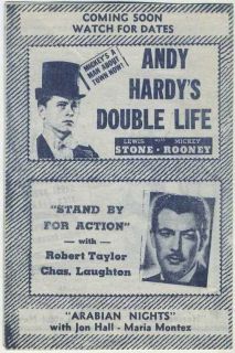 back cover mickey rooney in andy hardy s double life and robert taylor 