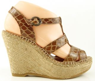 Andre Assous Athens Camel Anaconda Brown Womens Heel Espadrille Wedges 