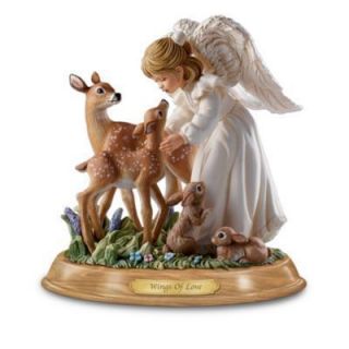   OF LOVE Natures Blessings Guardian Angel Figurine w Angel Deer Bunnies