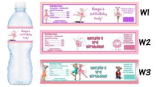 Angelina Ballerina Printed Water Bottle Labels Birthday Party Favors 