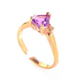 14k Rose Gold Amethyst Heart Diamond Ring