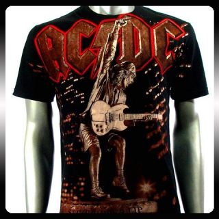 AC DC Angus Young Heavy Metal Rock Music T Shirt Sz L Biker Men A41 