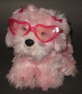 Animal Alley Plush Pink Puppy Dog Toy Heart Sunglasses