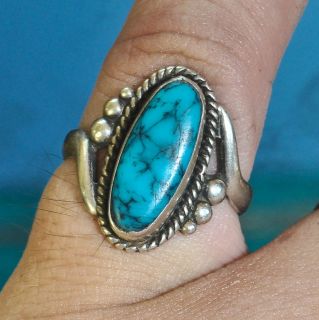 Vintage Bell Trading Co Navajo Kingman Turquoise Sterling Silver Ring 