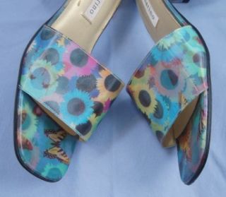 Ann Marino Floral Daisy Hologram Slides Shoes Sz 6 5M