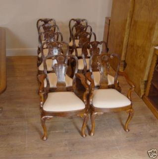 10 English Queen Anne Walnut Dining Chairs Ann Chair