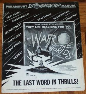 War of The Worlds Vintage Original George PAL Pressbook 1953 Sci Fi 