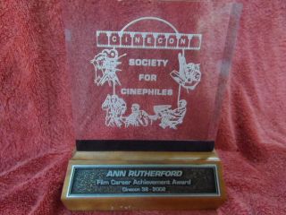 ACTRESS ANN RUTHERFORD GONE WITH THE WIND CINEPHILES AWARD FROM HER 