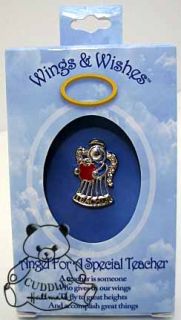 Teacher Angel Tac Pin Wings & Wishes Red Apple Metal Jewelry Religious 