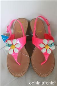 Miss Trish Capri Target Pink Daisy Flower Wedge Sandals