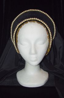 ANNE BOLEYN Tudor Renaissance French Hood Headpiece Hat 4 Dress Gown 
