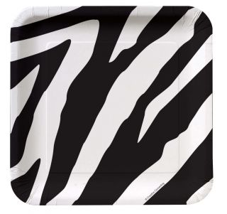 Black and White Zebra Animal Print Dessert Plates Party