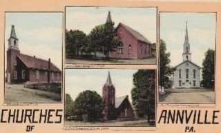 ANNVILLE, PA Multi View of Churches Postcard
