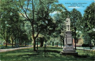 Anniston Alabama Al 1940s Samuel Noble Monument Vintage Linen Postcard 