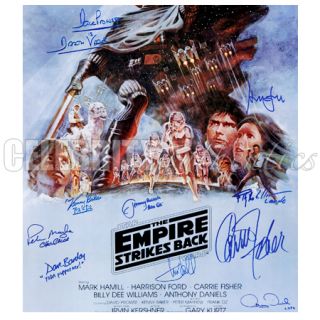 Star Wars Cast Signed Empire Strikes Back 27x40 Poster B Harrison Ford 