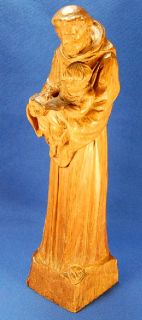   Listed Quebec Canadian Artist St Anthony Wood Sculpture Figure