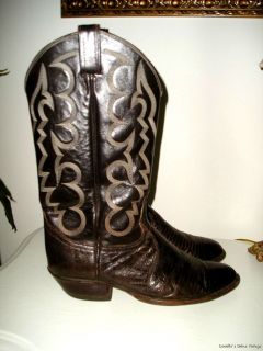 Vintage TONY LAMA No 8012 Brown Lizard & Leather Mens Cowboy Western 