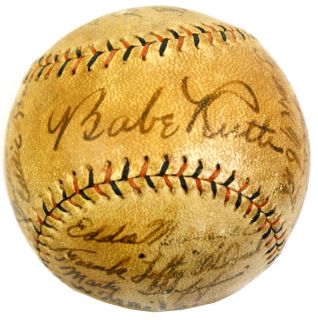 1930 Barnstorming Baseball w Babe Ruth Lou Gehrig Signed Ball PSA DNA 