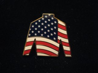 Thoroughbred Horse Racing American Flag Jockey Silk Tack Pin