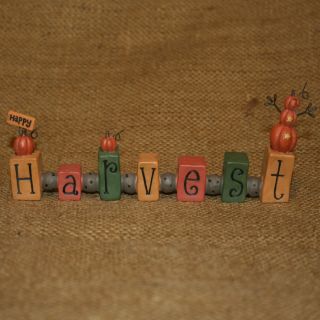 Happy Harvest Word with Pumpkins Blossom Bucket Fall Resin Figurine 