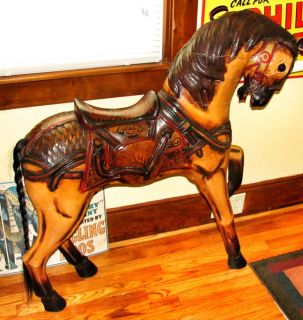 Beautiful Antique Vintage Carousel Horse Real Tail EXTREMLY Nice Glass 