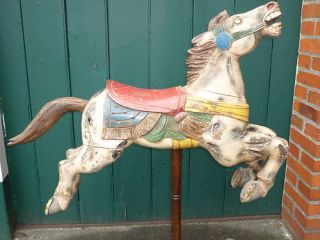Antique Wooden Carousel Horse Riding Rocking Horse Fairground RARE 