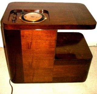 Antique Philco chairside vintage tube radio in wood cabinet restored 