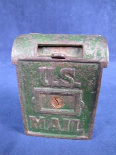 Antique Cast Iron U s Mail Box Mechanical Coin Bank