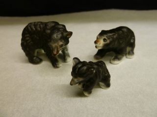   Black Bear Family Bone China Miniature Japan Animal Figurines