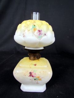 Rare Victorian Artichoke Miniature Art Glass Oil Lamp, Antique