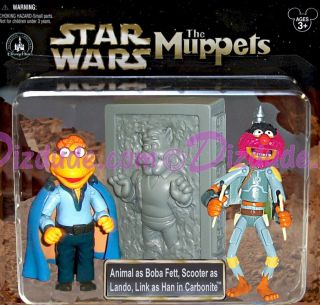 NEW Muppets Animal as Boba Fett, Scooter as Lando and Link as Han Solo 
