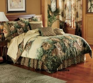   Tiger Leopard Safari Animal Print King Size Bed Comforter Set