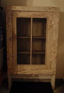 Early Primitive Paint Pine Antique Pie Safe Jelly Cupboard