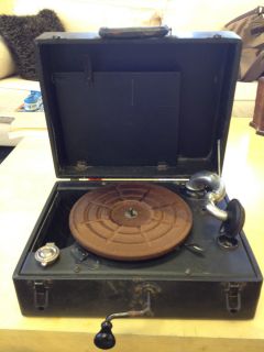 Vintage Antique Portable Record Vinyl Player in Case