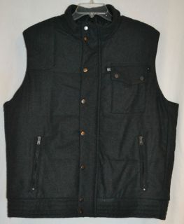 New Marc Anthony Mens Puffer Vest Wool Dark Gray Handsome Quality 