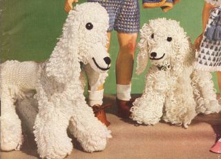 Vintage Baby Toy Dog Puppy Poodle Crochet Pattern 2 Szs