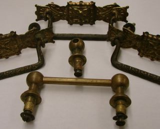 Antique Bureau Drawer Brass Handles Pulls