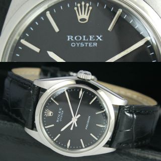 1965 Black Antique Vintage Rolex Oyster Winding Steel Mens Uhr Watch 