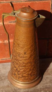 Antique Arts Crafts Nouveau Hammered Carl Deffner Copper Brass Ewer 