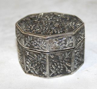 Antique Sterling Silver Snuff Tobacco Box Italy 19th Century