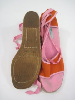 Anya Hindmarch Pink Orange Lace Up Espadrilles Size 11