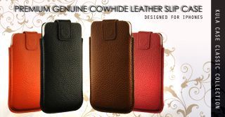  Leather. Slim fit Slip case . Protects your mobile from scratches